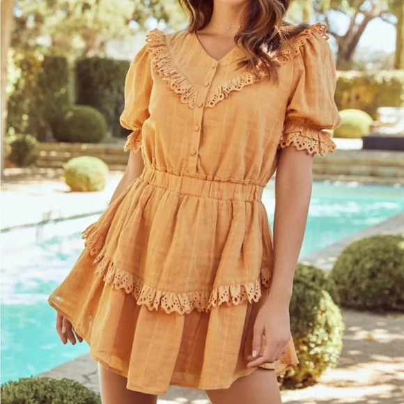 Vici Mustard Mini Dress - Picture 2 of 15